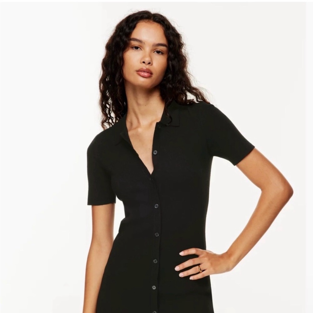 Aritzia Knit Polo Dress Black